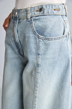 %100 Pamuk Barrel Fıt Jean Pantolon