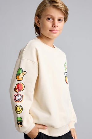 Stumble Guys Baskılı Bisiklet Yaka İçi Yumuşak Tüylü Sweatshirt Erkek Çocuk