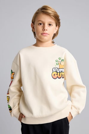 Stumble Guys Baskılı Bisiklet Yaka İçi Yumuşak Tüylü Sweatshirt Erkek Çocuk