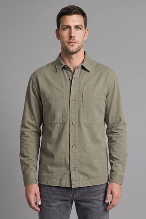 DeFacto Boxy Fit Polo Yaka Çift Cepli Pamuklu Uzun Kollu Gömlek H4590AX26AUKH465