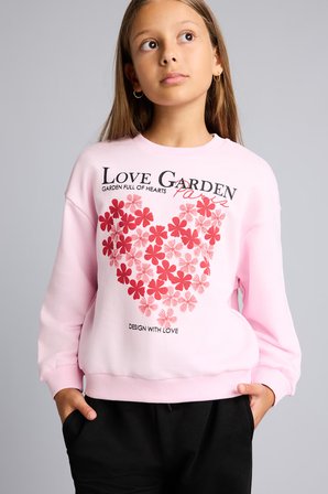DeFacto Relax Fıt Bisiklet Yaka Kalp Desenli Sweatshirt Kız Çocuk I4150A826AUPN47