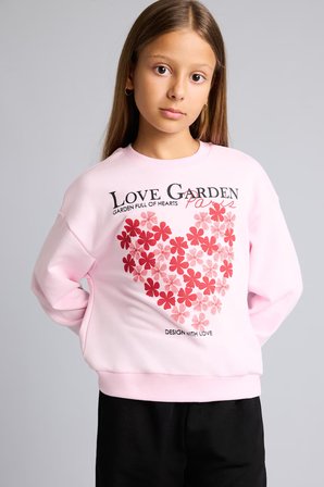 DeFacto Relax Fıt Bisiklet Yaka Kalp Desenli Sweatshirt Kız Çocuk I4150A826AUPN47