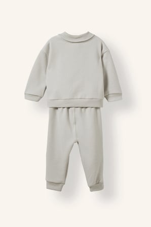 Baskılı Uzun Kollu Sweatshirt Üst Lastikli Paça Eşofman Altı 2'li Takım Erkek Bebek