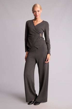 DeFacto Regular Fit Wrap Yaka Aksesuar Detaylı Uzun Kollu Bluz H6220AX26AUAR138