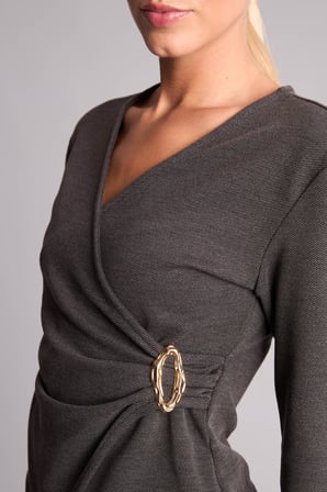 DeFacto Regular Fit Wrap Yaka Aksesuar Detaylı Uzun Kollu Bluz H6220AX26AUAR138