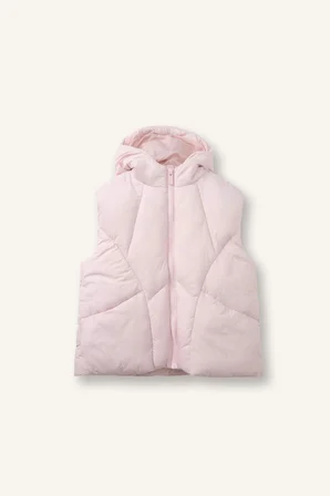 Kapüşonlu Açık Pembe Şişme Yelek Kız Bebek