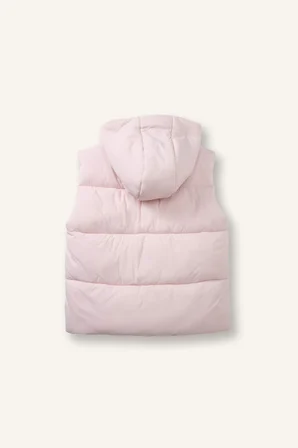 Kapüşonlu Açık Pembe Şişme Yelek Kız Bebek