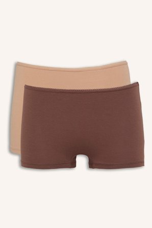 DeFacto Pamuklu 2'li Açık Kahverengi Boxer Set H8029AX26SPBN307