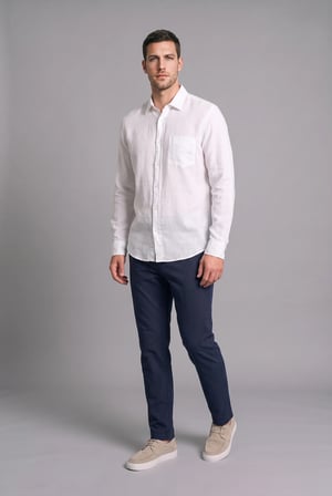 DeFacto %100 Keten Regular Fit Uzun Kollu Tek Cepli Gömlek I7992AX26SMWT34