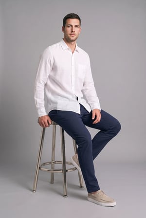 DeFacto %100 Keten Regular Fit Uzun Kollu Tek Cepli Gömlek I7992AX26SMWT34