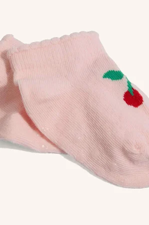 Meyve Baskılı Dikişsiz 4'lü Pamuklu Uzun Açık Pembe Çorap Kız Bebek