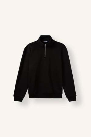 Regular Fit Dik Yaka Yarım Fermuarlı Basic Sweatshirt