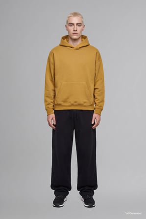 Oversize Kapüşonlu Kanguru Cepli Kalın Basic Sweatshirt