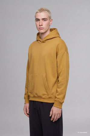 Oversize Kapüşonlu Kanguru Cepli Kalın Basic Sweatshirt