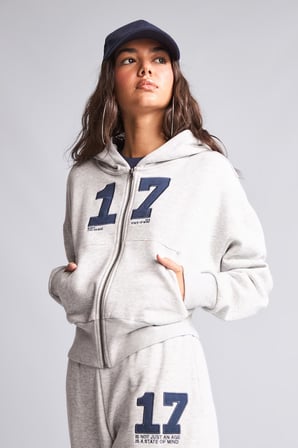 DeFacto Fıtted Kapüşonlu Kalın Kumaş Fermuarlı İşlemeli Sweatshirt Hırka H4218AX26WNGR110