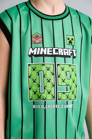 Minecraft Bisiklet Yaka Yeşil Atlet Erkek Çocuk