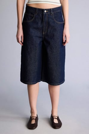 Afra x DeFacto Yüksek Bel Jean Bermuda Şort H0659AX26SMNM82