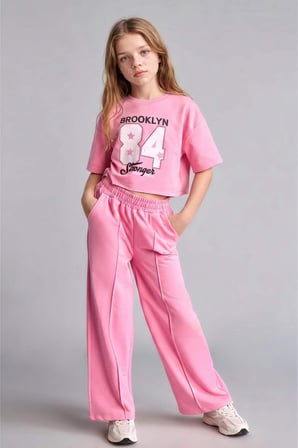 DeFacto Sweatshirt Kumaşı 2'li Takım Kız Çocuk E6413A826AUPN82