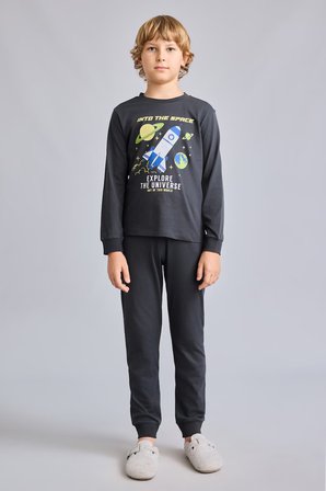 DeFacto Regular Fit Karanlıkta Parlayan Baskılı 2'li Pijama Takımı Erkek Çocuk I1826A826AUAR221