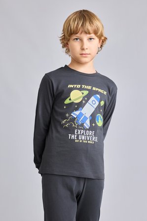 DeFacto Regular Fit Karanlıkta Parlayan Baskılı 2'li Pijama Takımı Erkek Çocuk I1826A826AUAR221