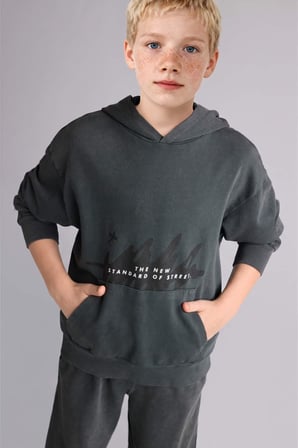 DeFacto Oversıze Kapüşonlu Kanguru Cepli Yıkama Efektli Sweatshirt Erkek Çocuk I0679A826AUGR265