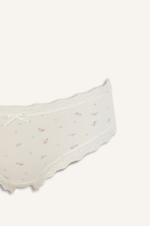 Dantel ve Fiyonk Detaylı Ribana 2'li Slip Külot