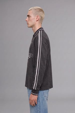 Boxy Fıt Polo Yaka Baskılı Sweatshirt