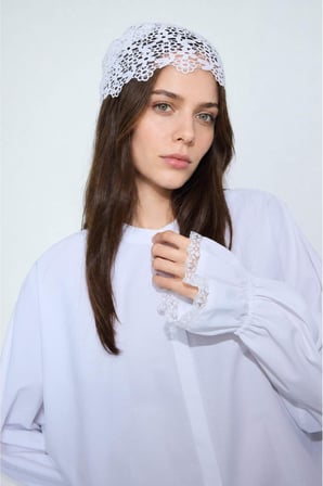 DeFacto Regular Fıt Poplin Uzun Kollu Beyaz Tunik H3669AX26SMWT32
