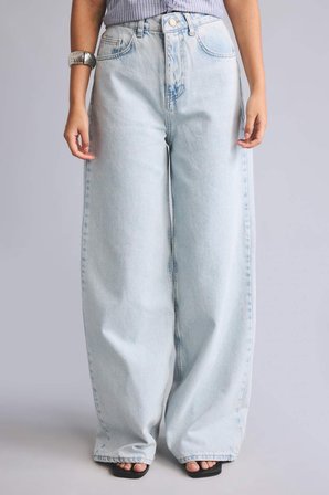 DeFacto %100 Pamuk Wıde Leg Yüksek Bel Açık Mavi Jean Pantolon I1919AX26AUNM39