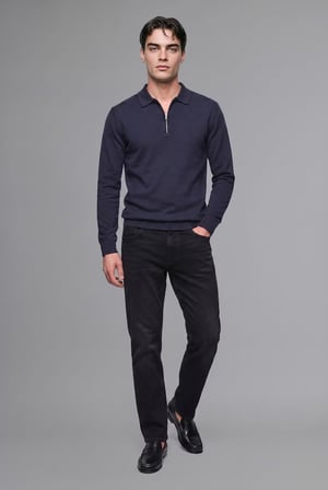 DeFacto Standart Fit Yarım Fermuarlı Polo Yaka Triko Basic Kazak H7595AX26AUNV135