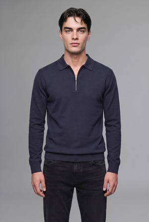 DeFacto Standart Fit Yarım Fermuarlı Polo Yaka Triko Basic Kazak H7595AX26AUNV135