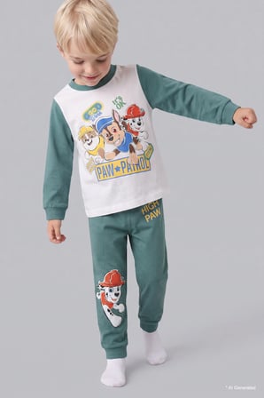 Paw Patrol 2'li Pijama Takımı Uzun Kollu Üst Alt Erkek Bebek