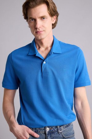 %100 Pamuk Slim Fit Dar Kesim Polo Yaka Nakışlı Kısa Kollu Tişört