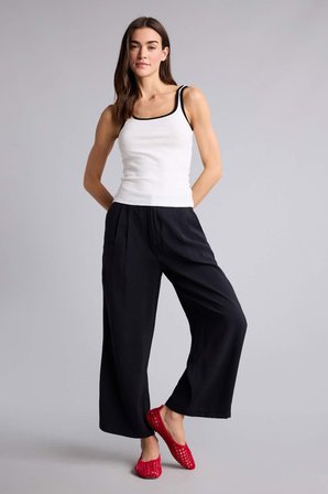 DeFacto Wıde Leg Fermuarlı Normal Bel Düz Paça Tencel Pantolon H1929AX26SMBK81