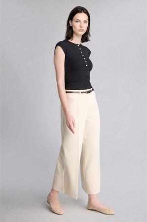 Culotte Yüksek Bel Düz Paça Pantolon