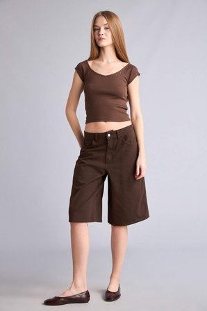 DeFacto Normal Bel Kısa Paça Gabardin Bermuda F3133AX26SMBN614