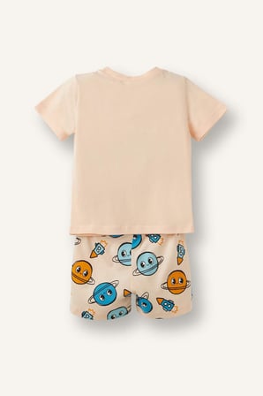 DeFacto %100 Pamuk Hayvan Baskılı 2'li Somon Pijama Takımı Erkek Bebek H5392A526HSOG614