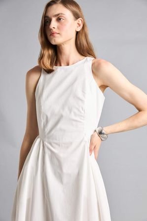DeFacto Fıtted Halter Yaka Poplin Kolsuz Midi Elbise H4575AX26SMWT32