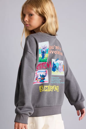 Dısney Lılo & Stıtch Relax Fıt Bisiklet Yaka Sweatshirt Kız Çocuk