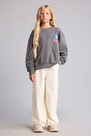 Dısney Lılo & Stıtch Relax Fıt Bisiklet Yaka Sweatshirt Kız Çocuk