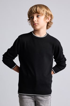 DeFacto Regular Fit Şerit Detaylı Bisiklet Yaka Triko Kazak Erkek Çocuk I3186A826WNBK81