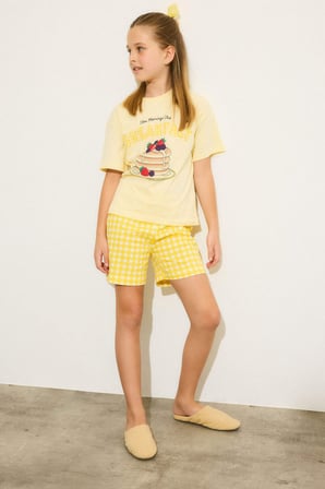 DeFacto %100 Pamuk Baskılı 2'li Ecru Pijama Takımı Kız Bebek H5508A826SMYL155