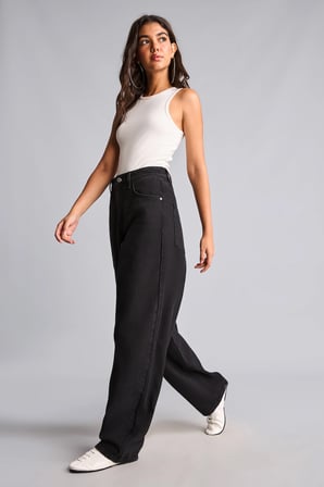 Baggy Fit Yüksek Bel Geniş Paça Jean Pantolon