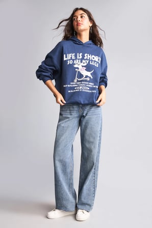 Overshırt Fıt Kapüşonlu Baskılı Kalın Kumaş Sweatshirt