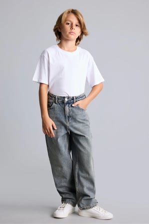 Barrel Fit Standart Paça Yıkamalı Jean Pantolon Erkek Çocuk