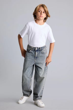 Barrel Fit Standart Paça Yıkamalı Jean Pantolon Erkek Çocuk
