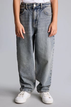 Barrel Fit Standart Paça Yıkamalı Jean Pantolon Erkek Çocuk