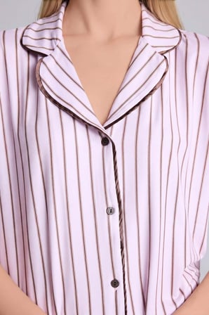 DeFacto Ultra Yumuşak Regular Fıt Kısa Kollu 2'li Softshell Açık Leylak Pijama Takımı H5043AX26AUPR336