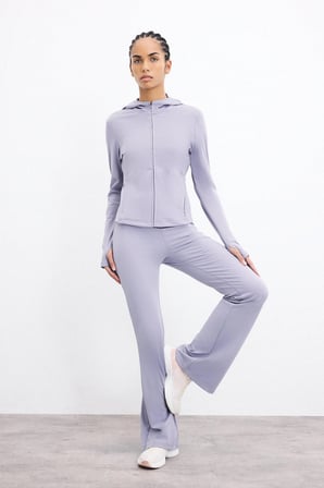 Defacto C9192AXPR522 Mor Esnek Kumaş Aırtech Flare Fit Yüksek Bel Beli Saran Sporcu Pantolon