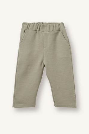 Regular Fit Beli Lastikli Cepli Düz Paça Penye Pantolon Erkek Bebek